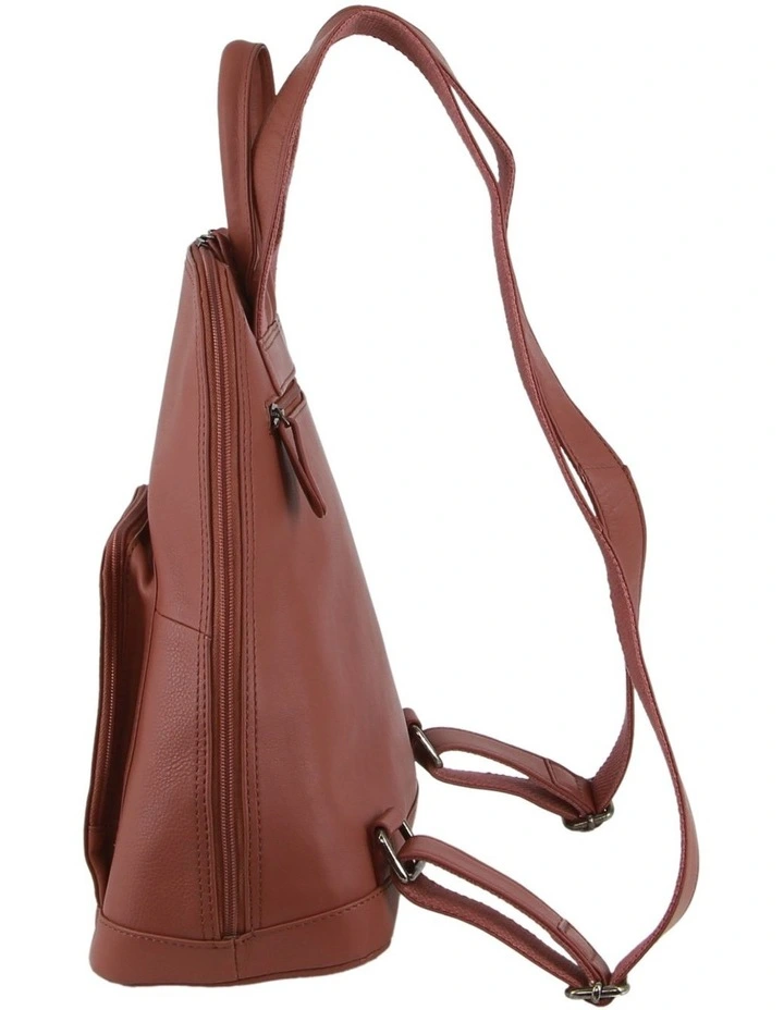 Leather Twin Zip Backpack in Rose