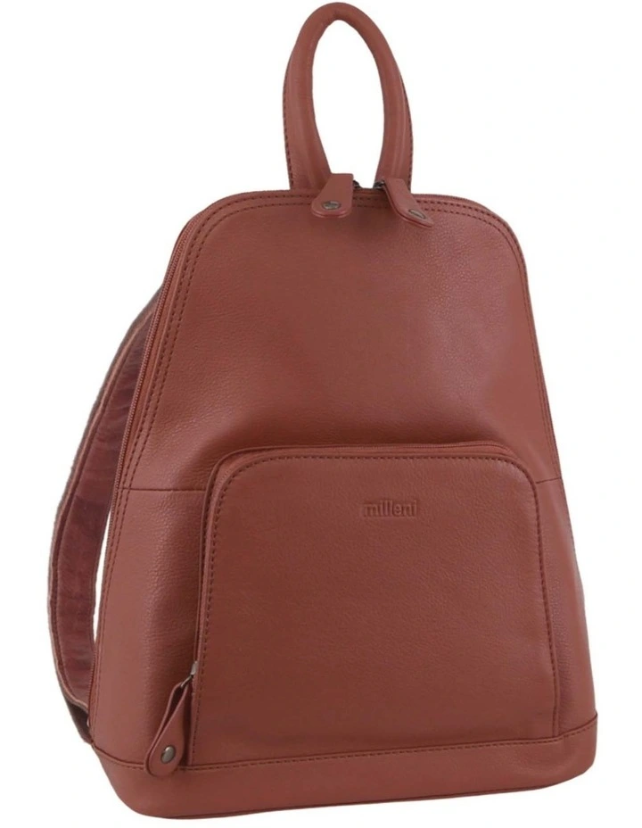 Leather Twin Zip Backpack in Rose