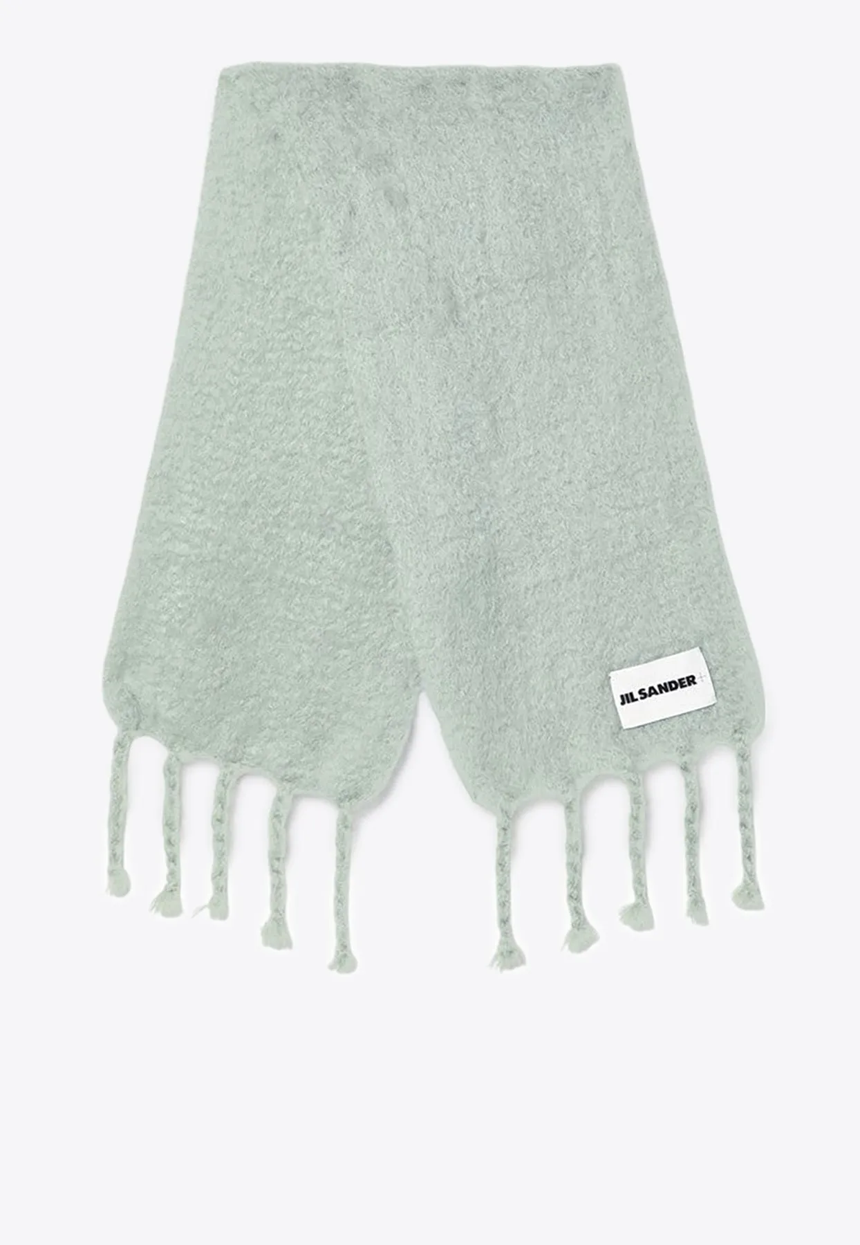 Logo-Patch Fringed Mohair Scarf