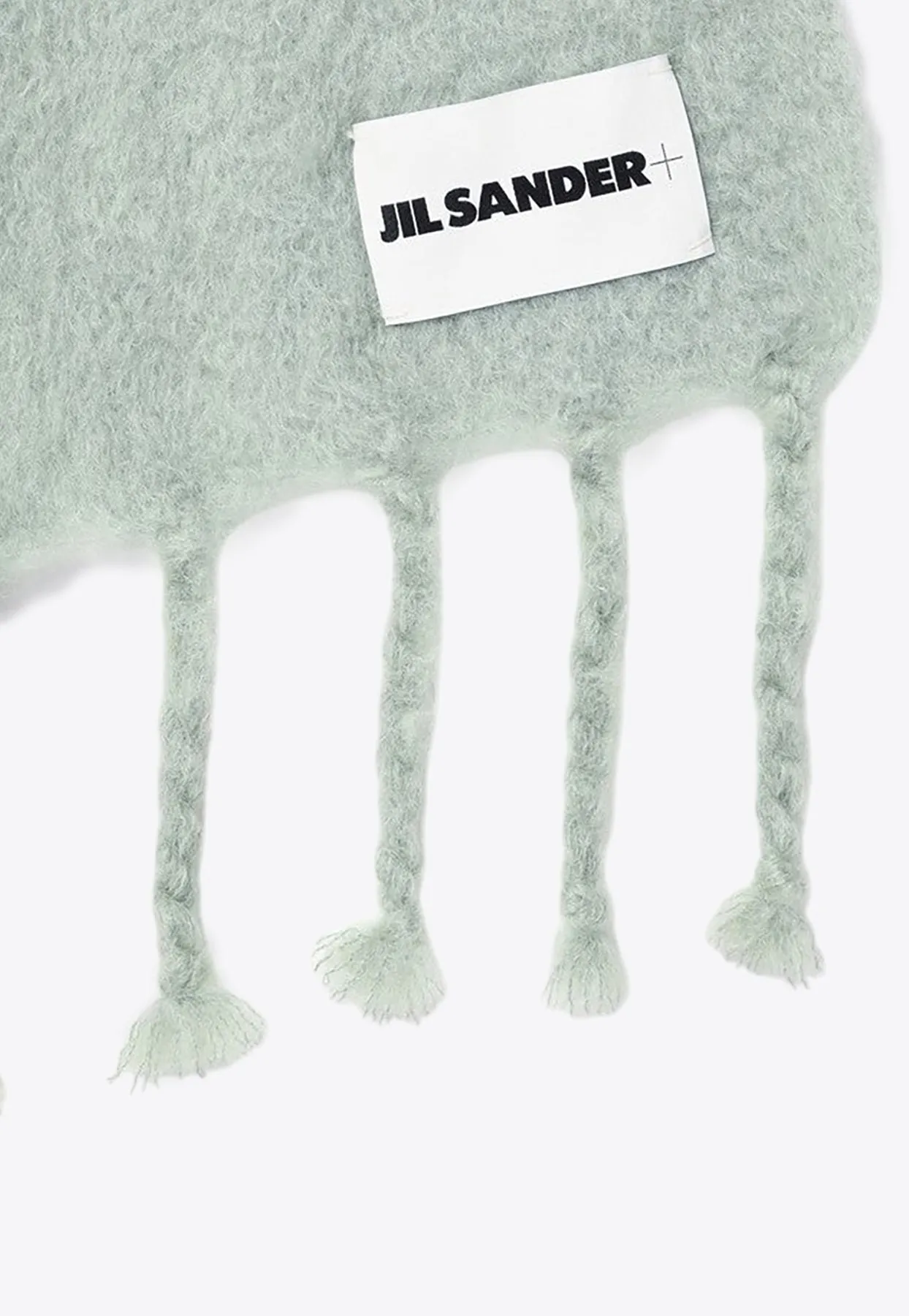 Logo-Patch Fringed Mohair Scarf