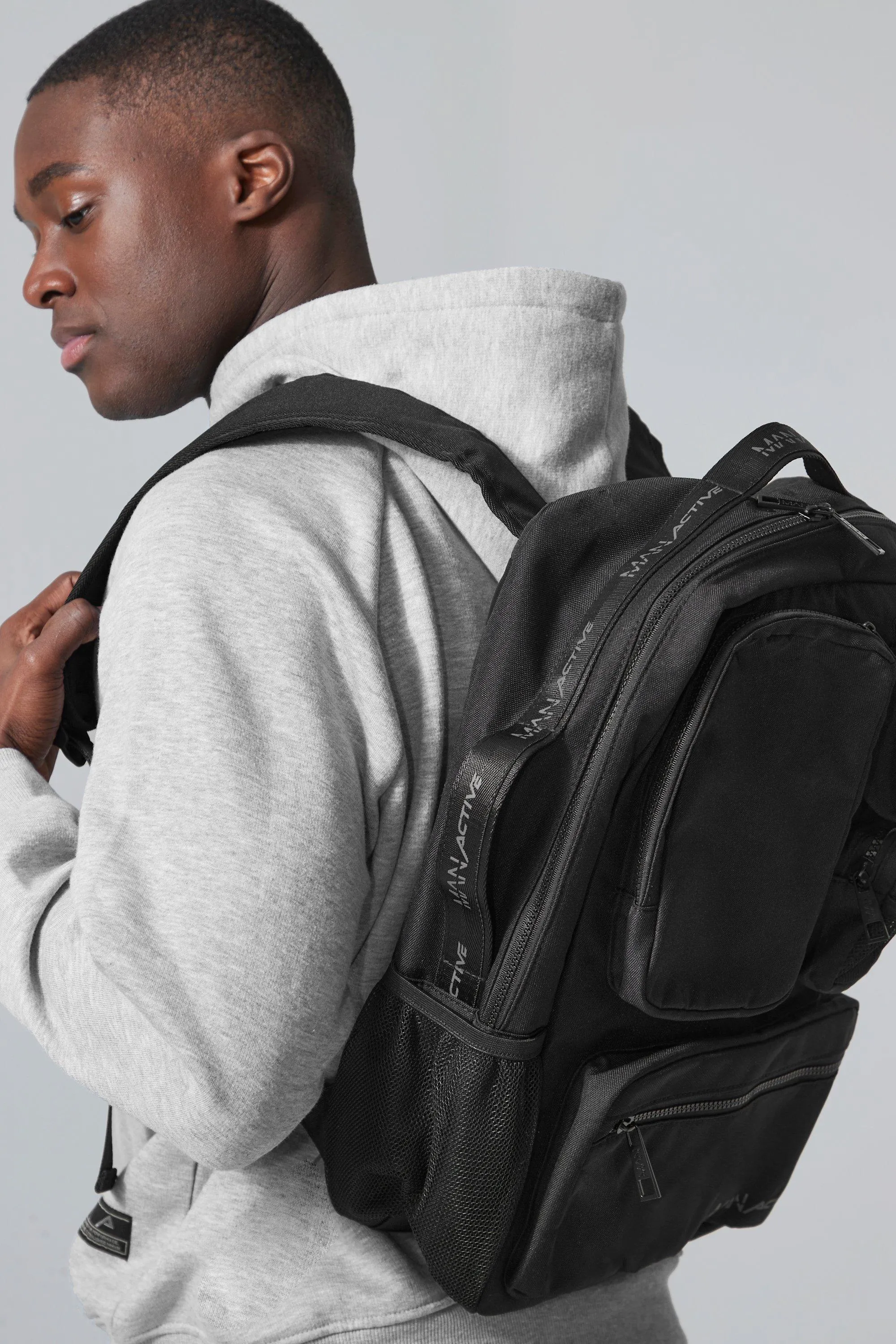 Man Active Pocket Detail Backpack | boohooMAN UK