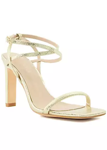 Matchmaker Gold Reptile Asymmetric Heeled Sandals by Head Over Heels By Dune | Look Again