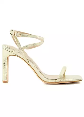 Matchmaker Gold Reptile Asymmetric Heeled Sandals by Head Over Heels By Dune | Look Again