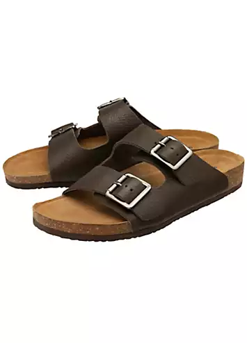 Nikhil Double Strap Dark Brown Leather Footbed Sandals by Dunlop | Look Again