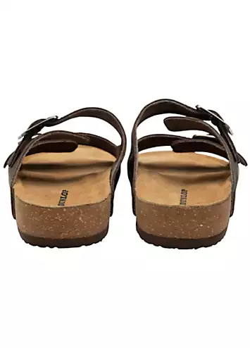 Nikhil Double Strap Dark Brown Leather Footbed Sandals by Dunlop | Look Again