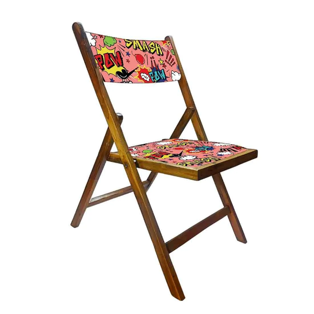 Nutcase Teak Wood Folding Chair For Adults  -  Smash Pink