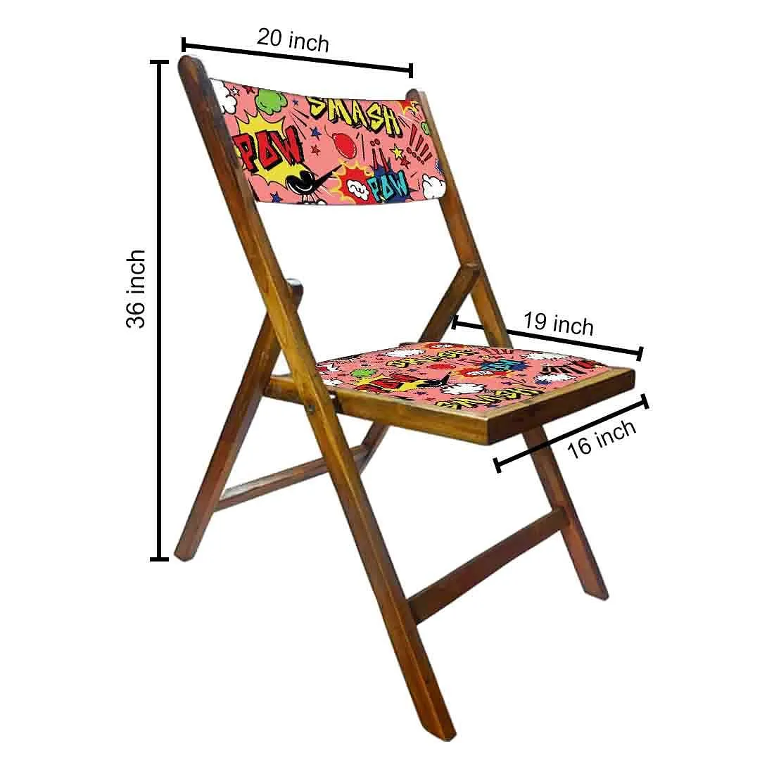 Nutcase Teak Wood Folding Chair For Adults  -  Smash Pink