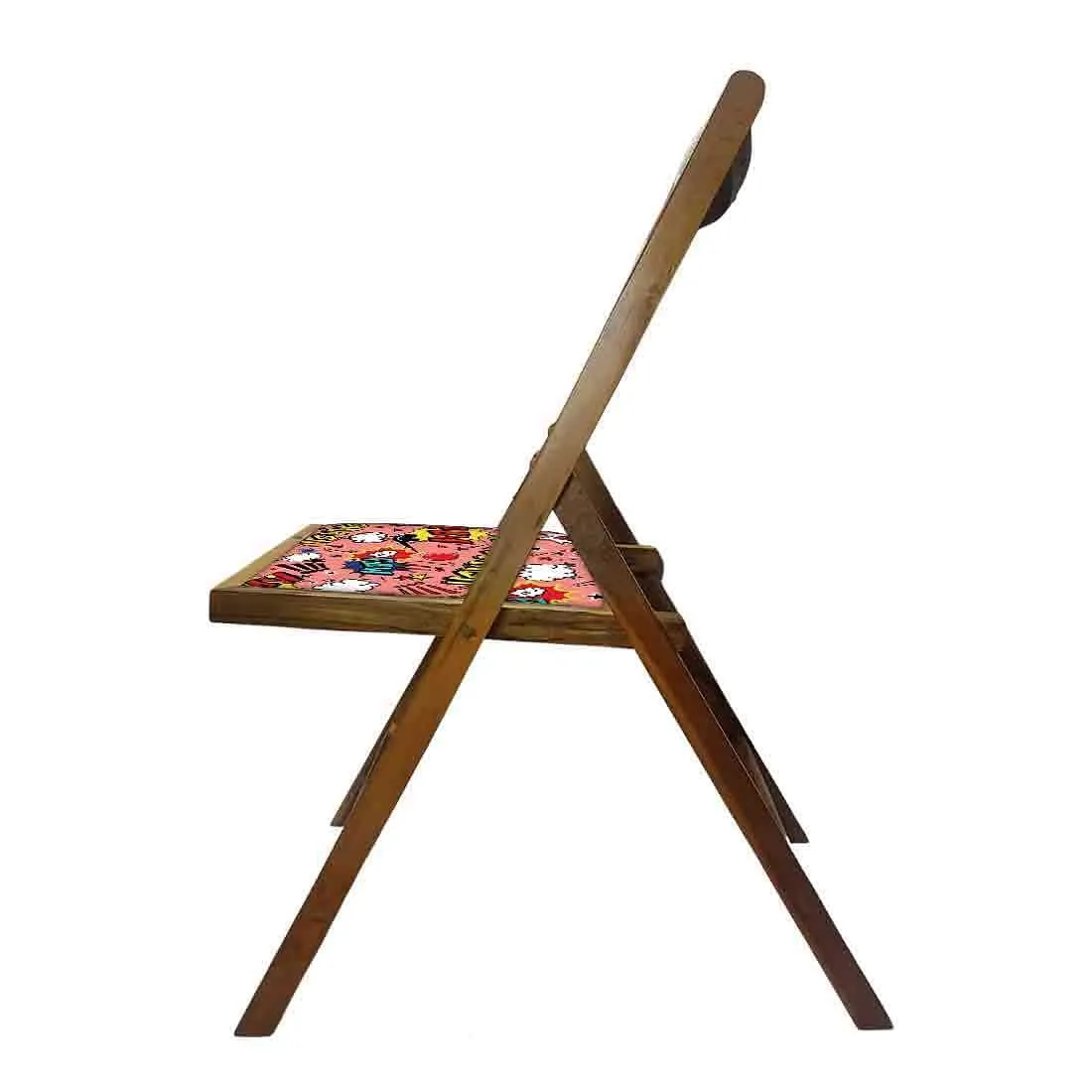 Nutcase Teak Wood Folding Chair For Adults  -  Smash Pink