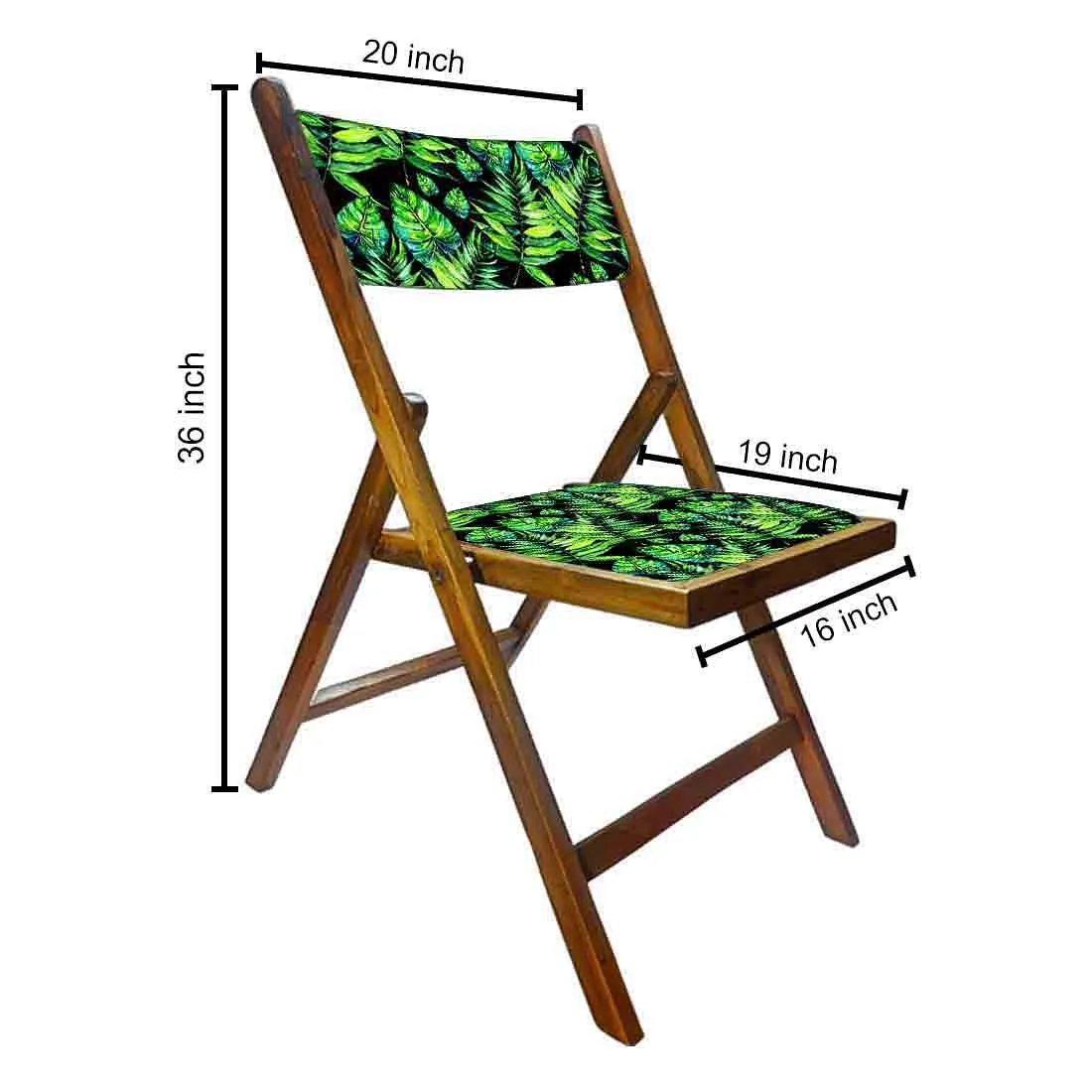 Nutcase Wooden Folding Chair for adults  -  Light Green Tropical Leaves