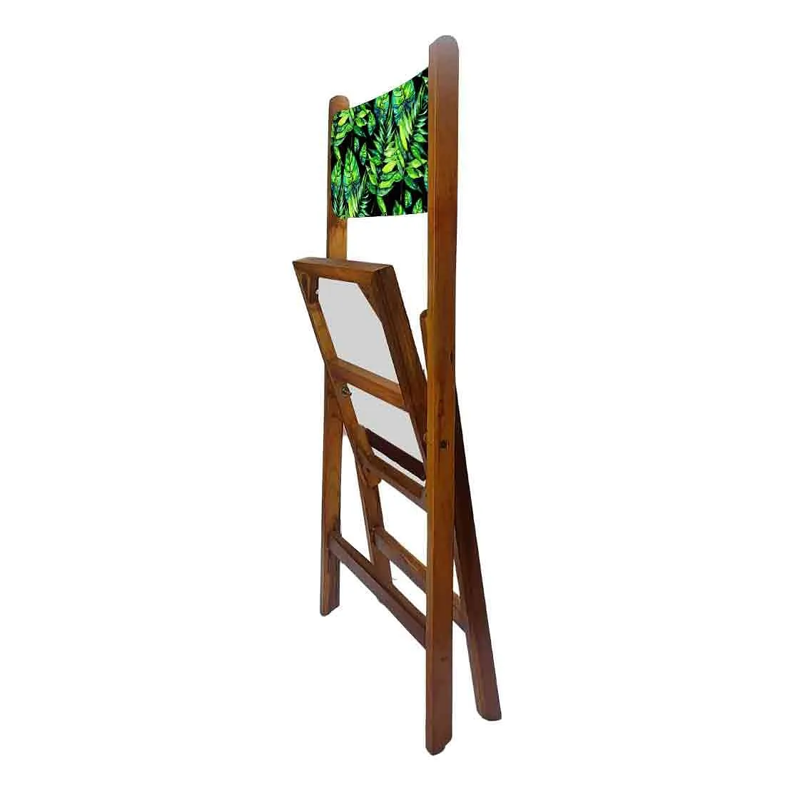 Nutcase Wooden Folding Chair for adults  -  Light Green Tropical Leaves