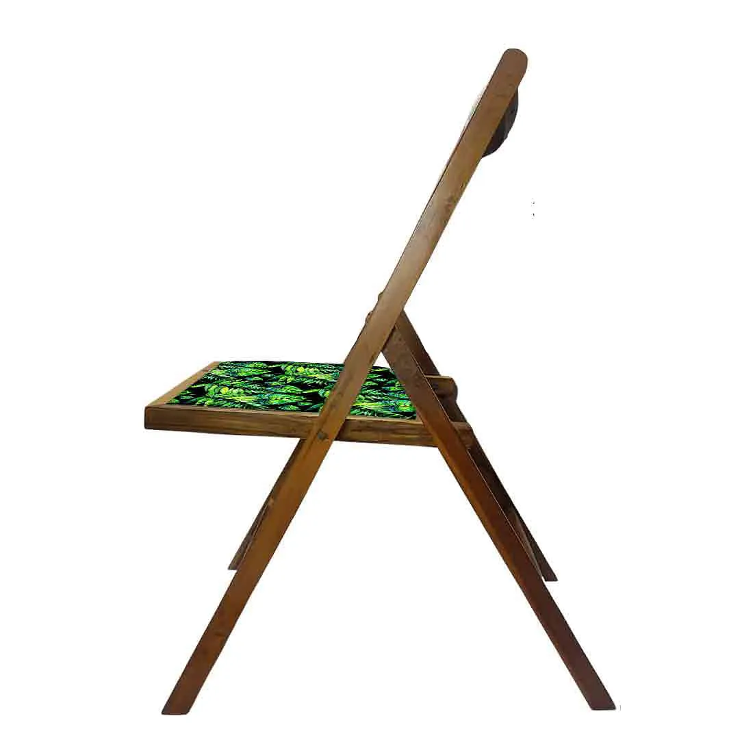 Nutcase Wooden Folding Chair for adults  -  Light Green Tropical Leaves