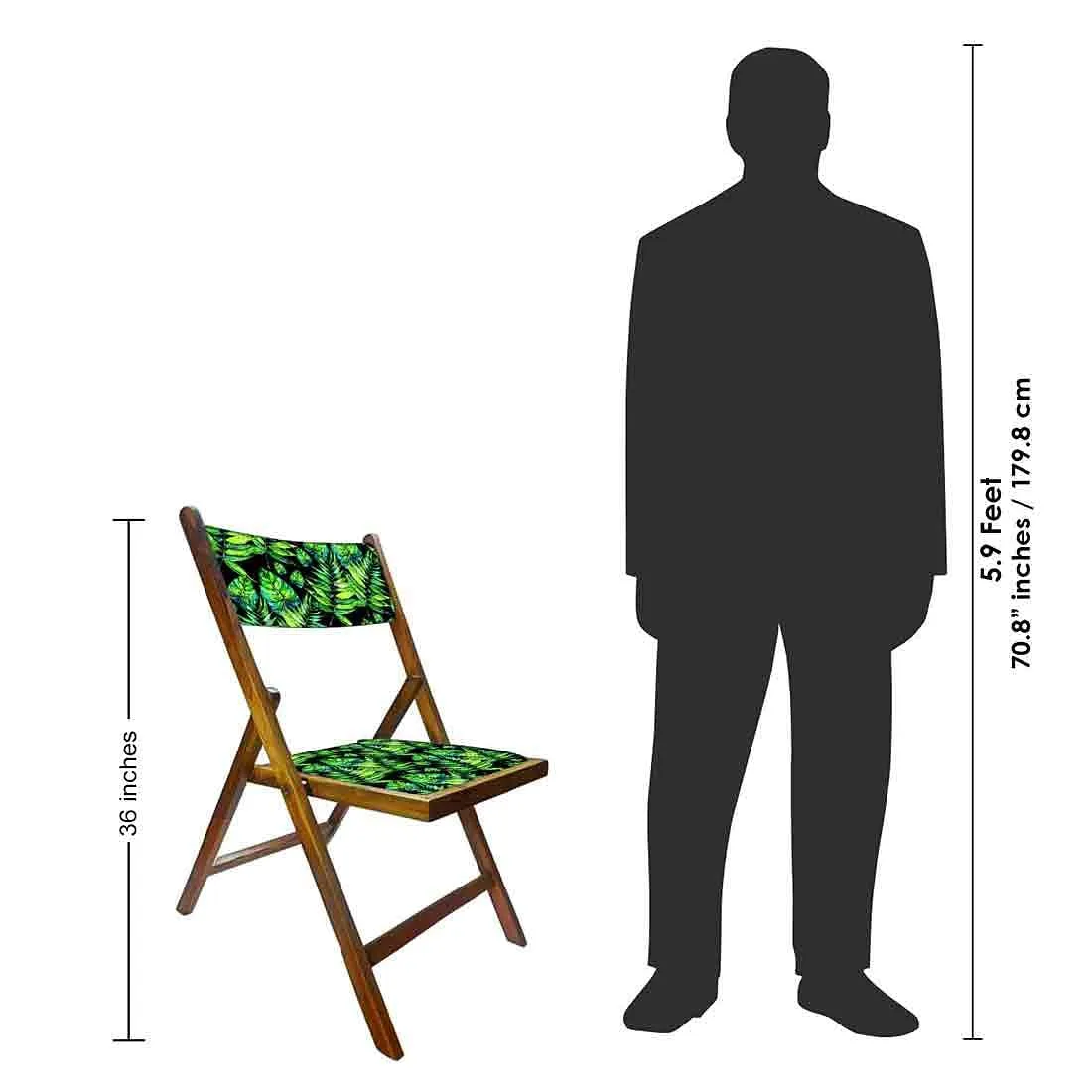 Nutcase Wooden Folding Chair for adults  -  Light Green Tropical Leaves