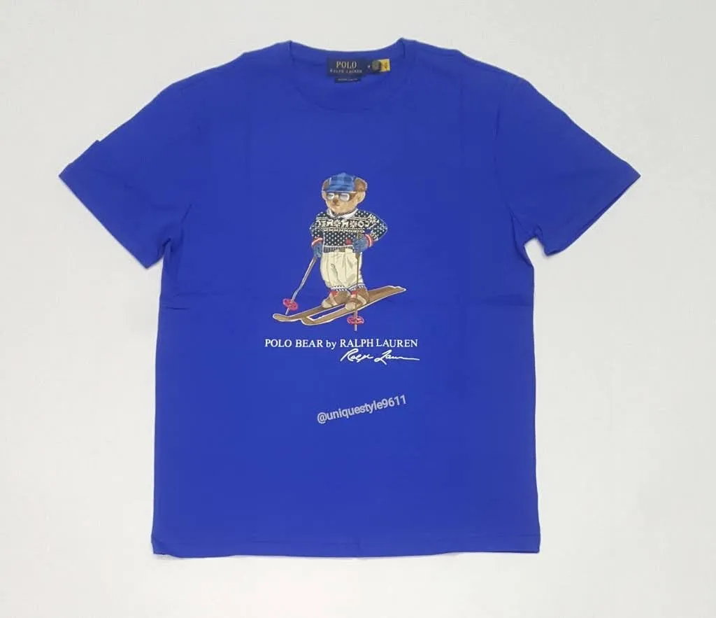 Nwt  Polo  Ralph Lauren Royal Blue Ski Bear Slim Fit Tee