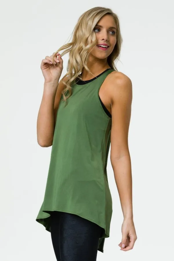 ONZIE // TIE BACK TANK - OLIVE TWIST