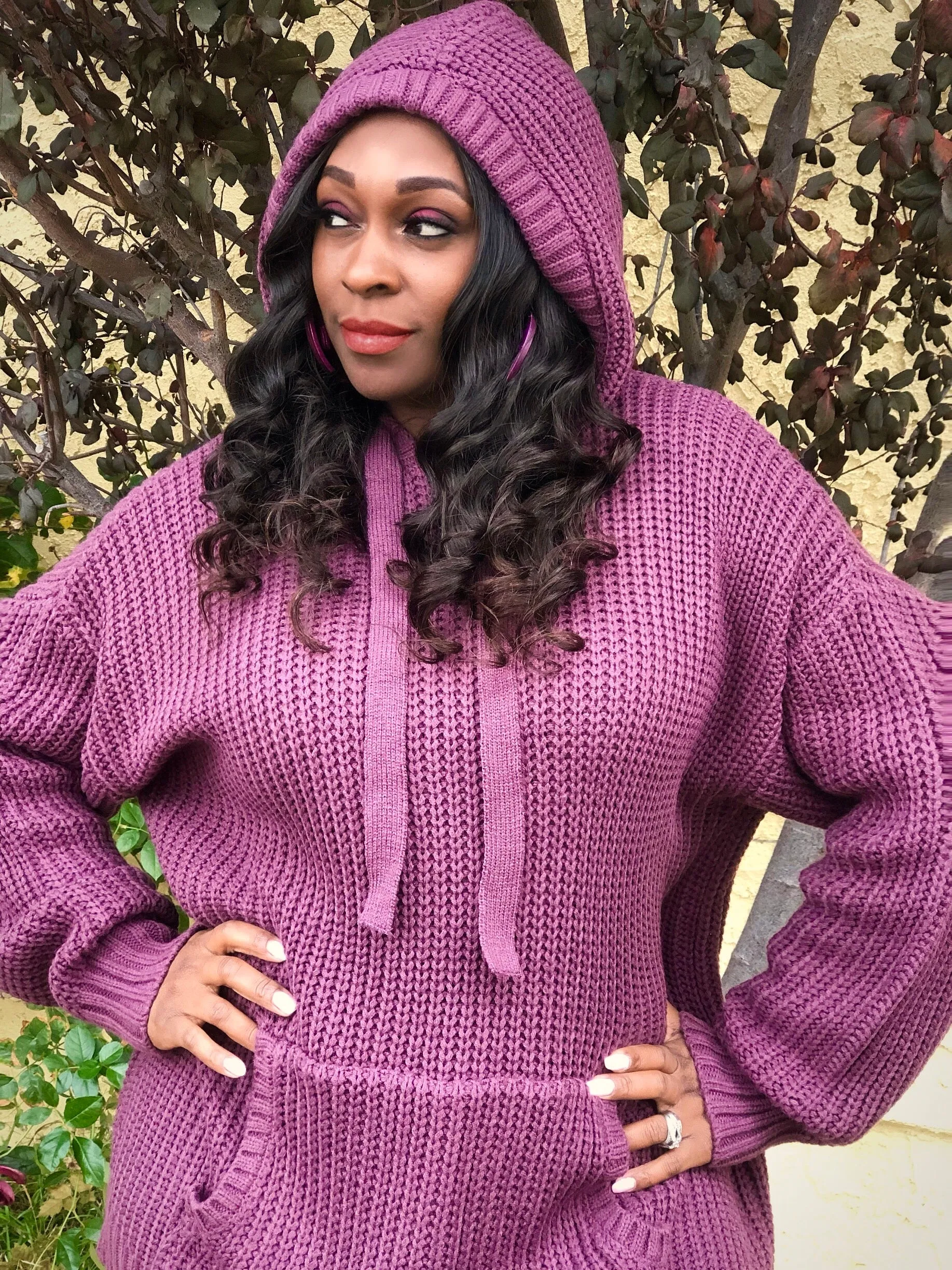 Plum Knit Pullover Sweater