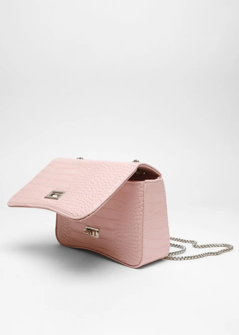 Quiz Pink Croc Cross Body Bag