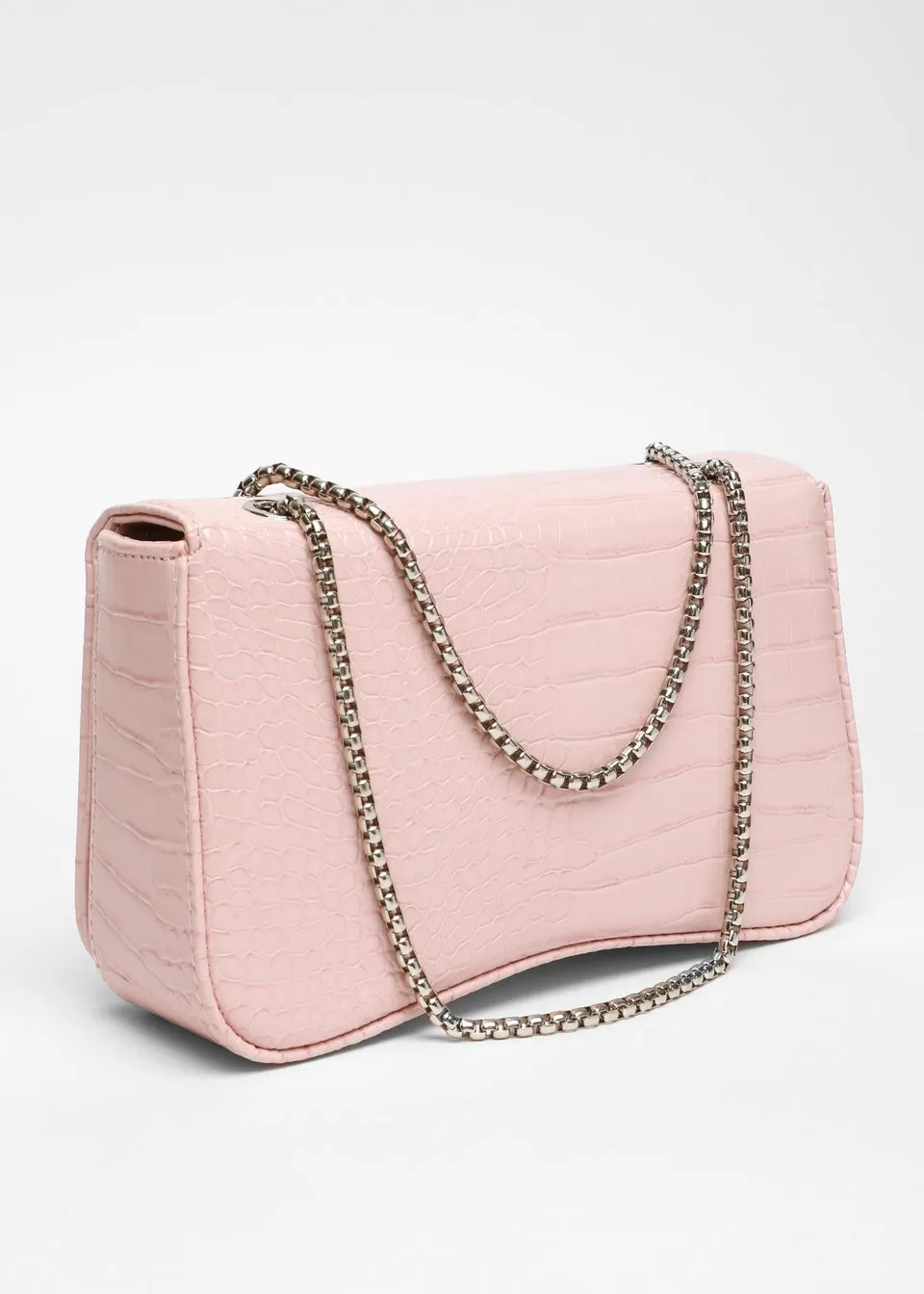 Quiz Pink Croc Cross Body Bag