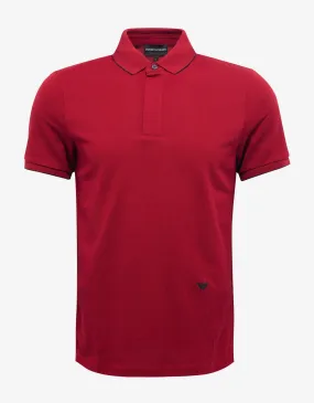 Red Logo Embroidery Polo T-Shirt