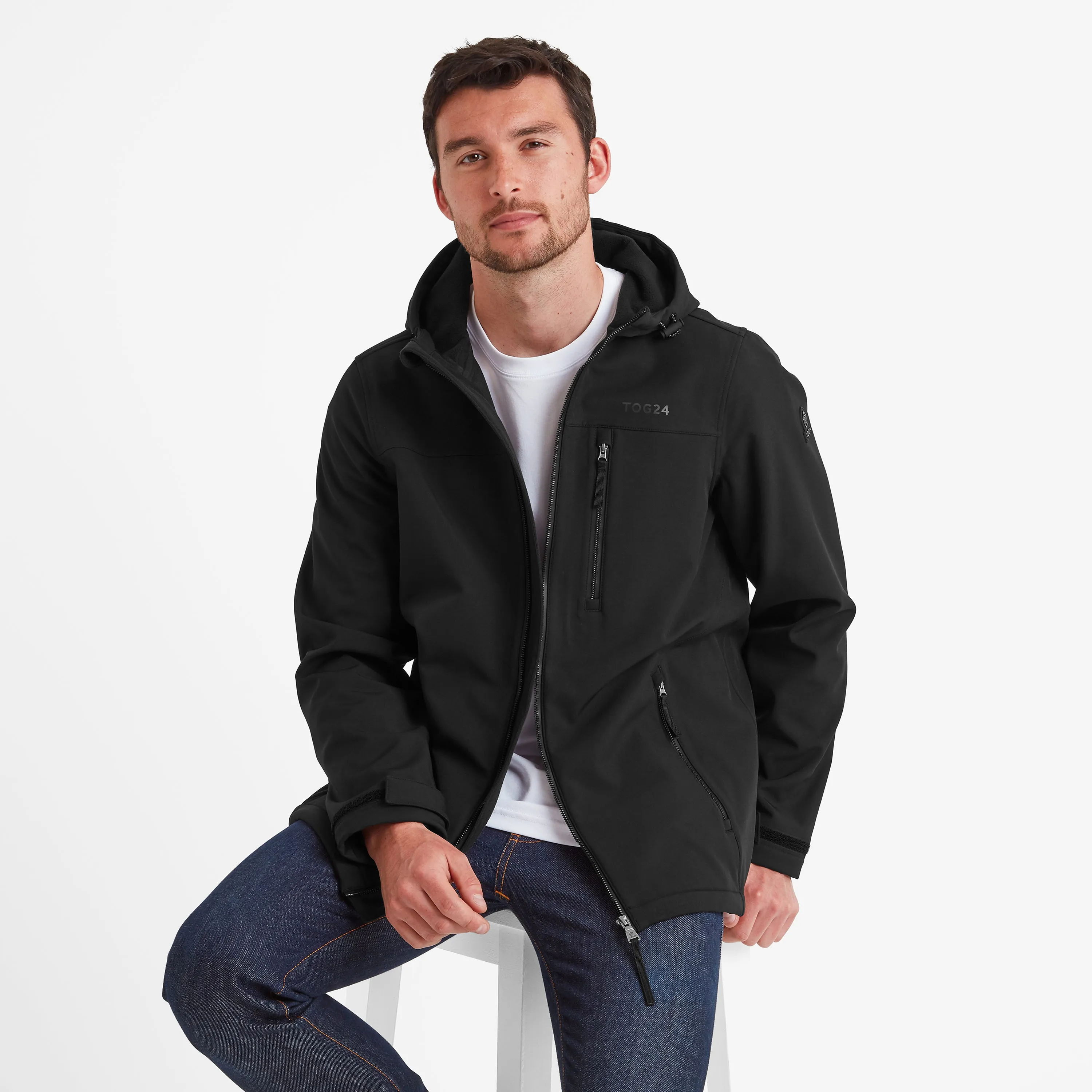 Retner Mens Waterproof Softshell Hooded Jacket - Black