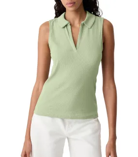 Ribbed Sleeveless Polo Shirt Desert Sage