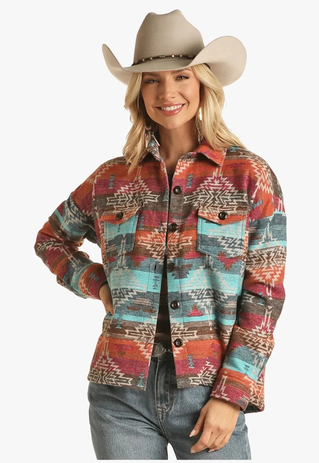 Rock & Roll Womens Aztec Shirt Jacket