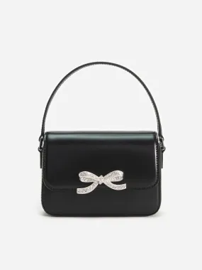 Self Portrait Girls Leather Micro Bag in Black (14cm)