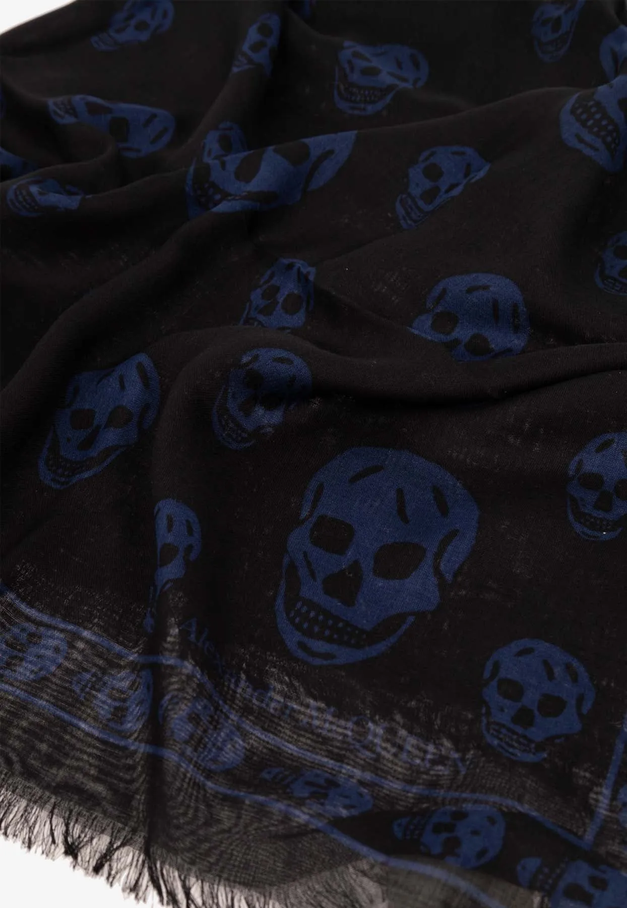 Skull Print Frayed Scarf