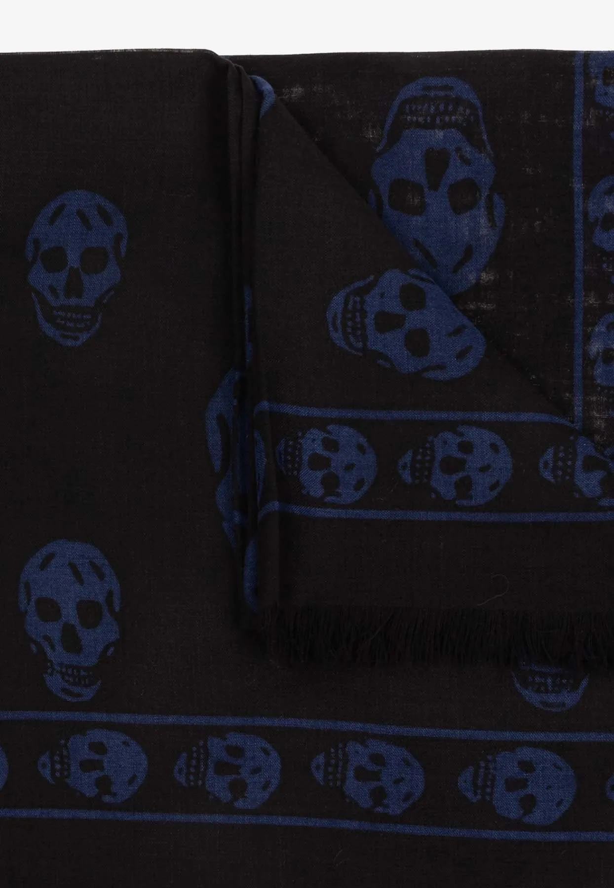 Skull Print Frayed Scarf