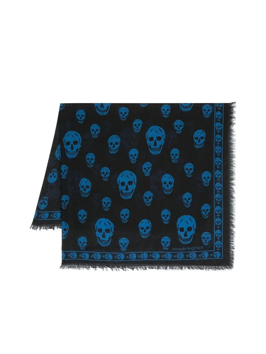 Skullprint Frayed Scarf