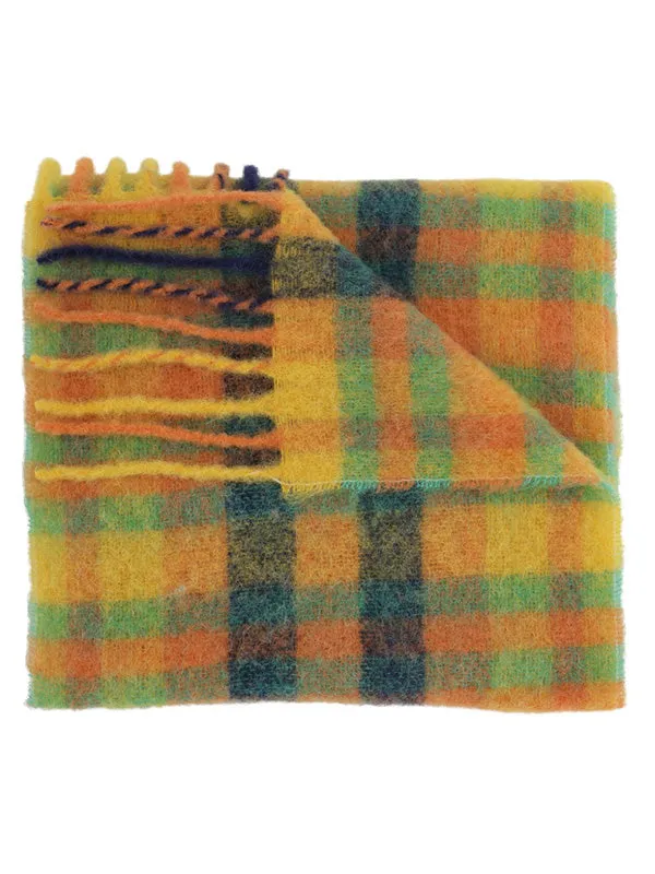 Sliced Wool Scarf - Orange Checks