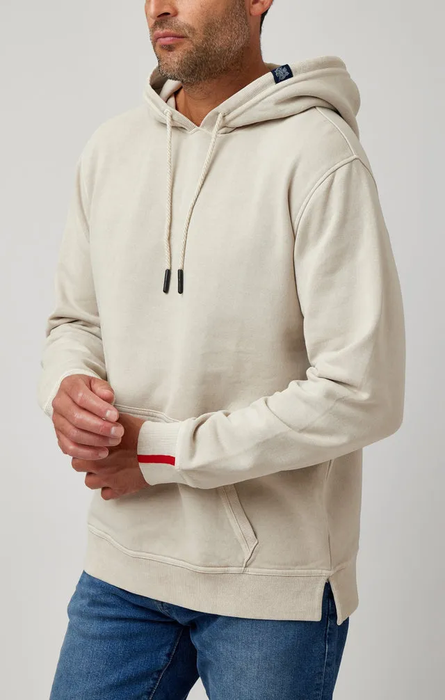 Stone Rose    Solid Garment Washed Hoodie Taupe