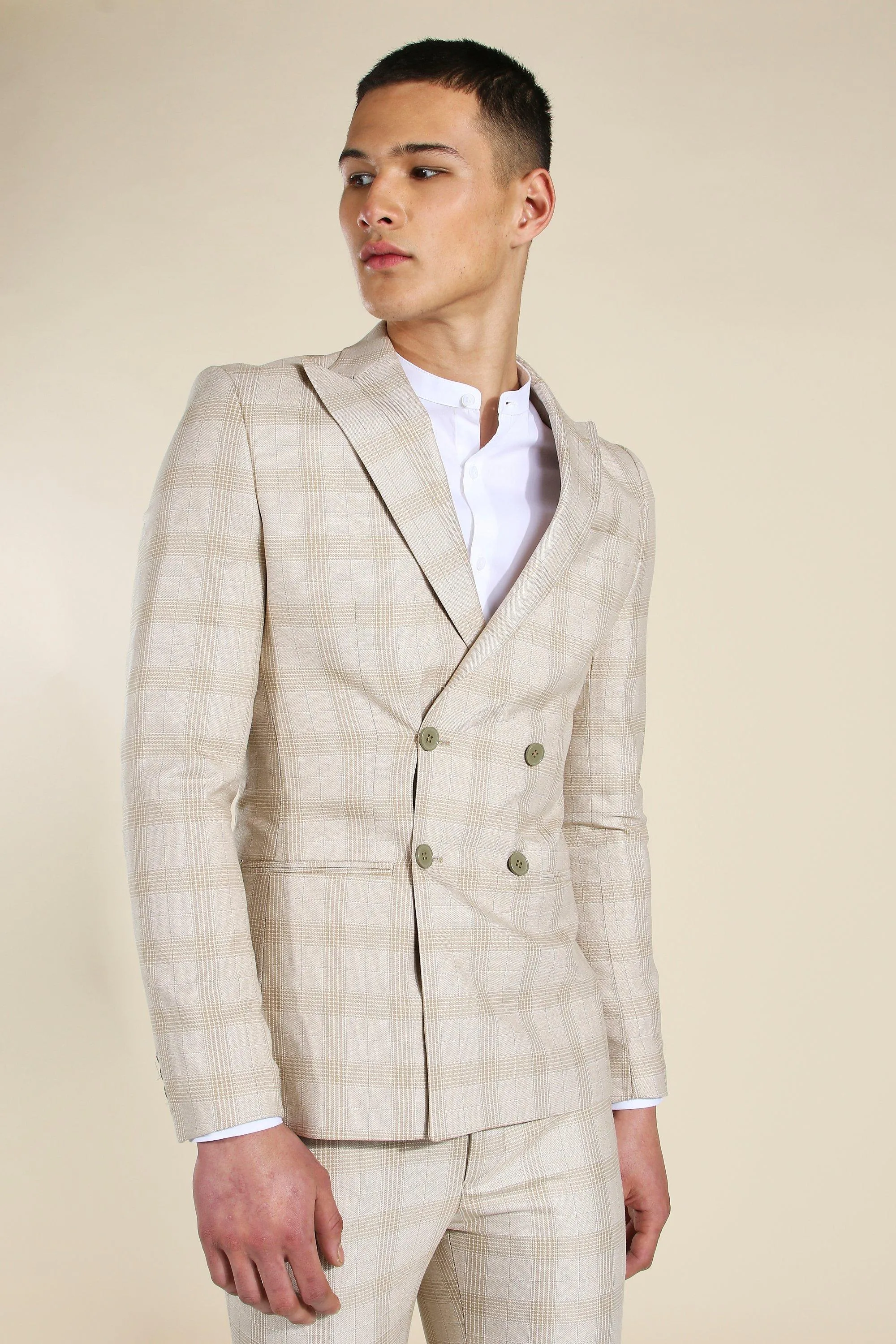 Super Skinny Check Double Breasted Jacket