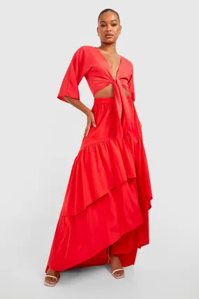 Tall Ruffle Asymmetric Maxi Skirt