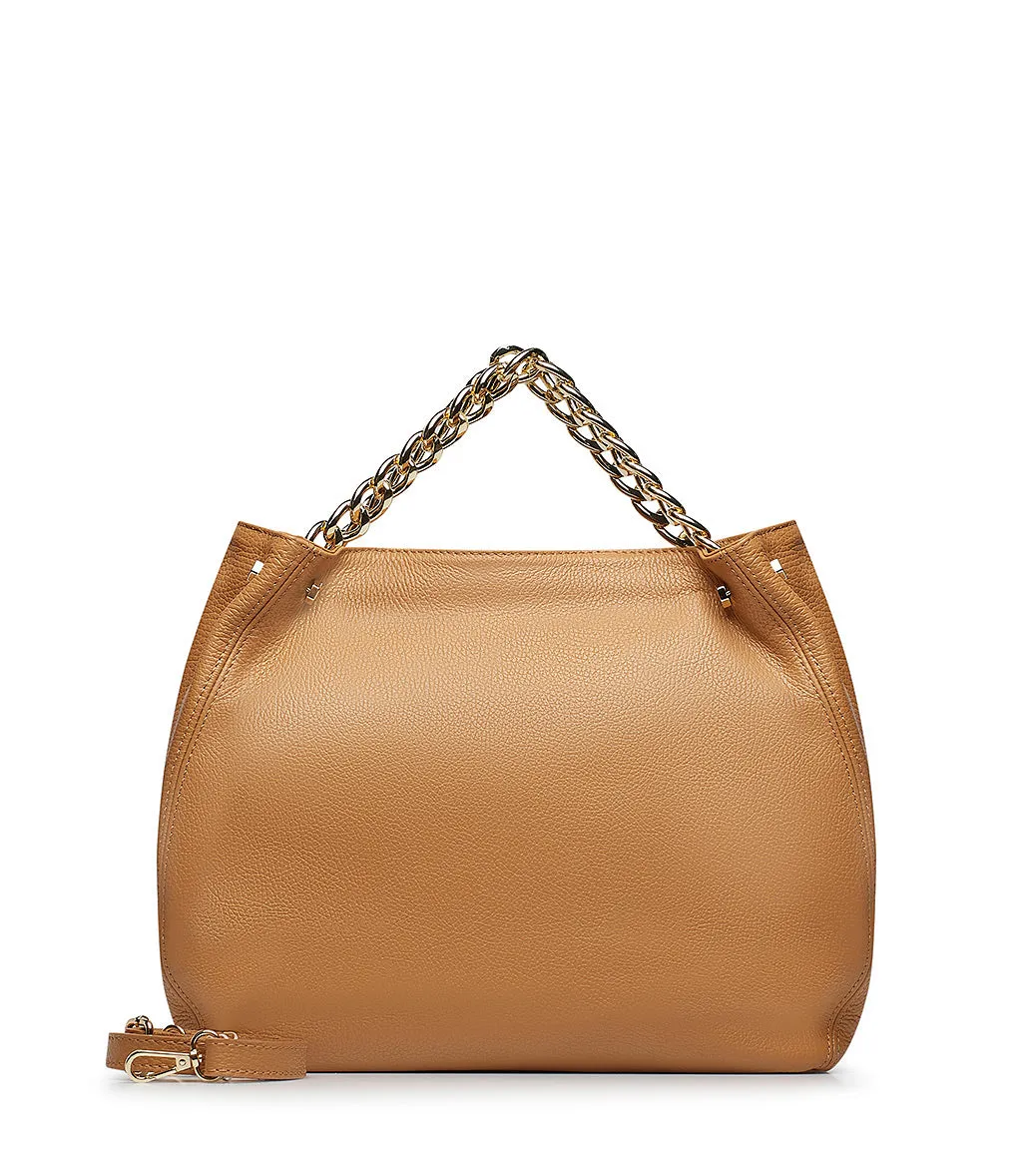 Tan leather shoulder bag