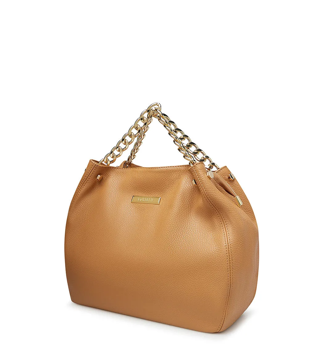 Tan leather shoulder bag