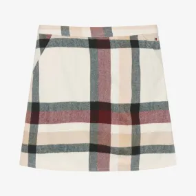 Teen Girls Ivory Check Skirt