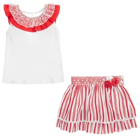 Teen Girls Red Skirt Set