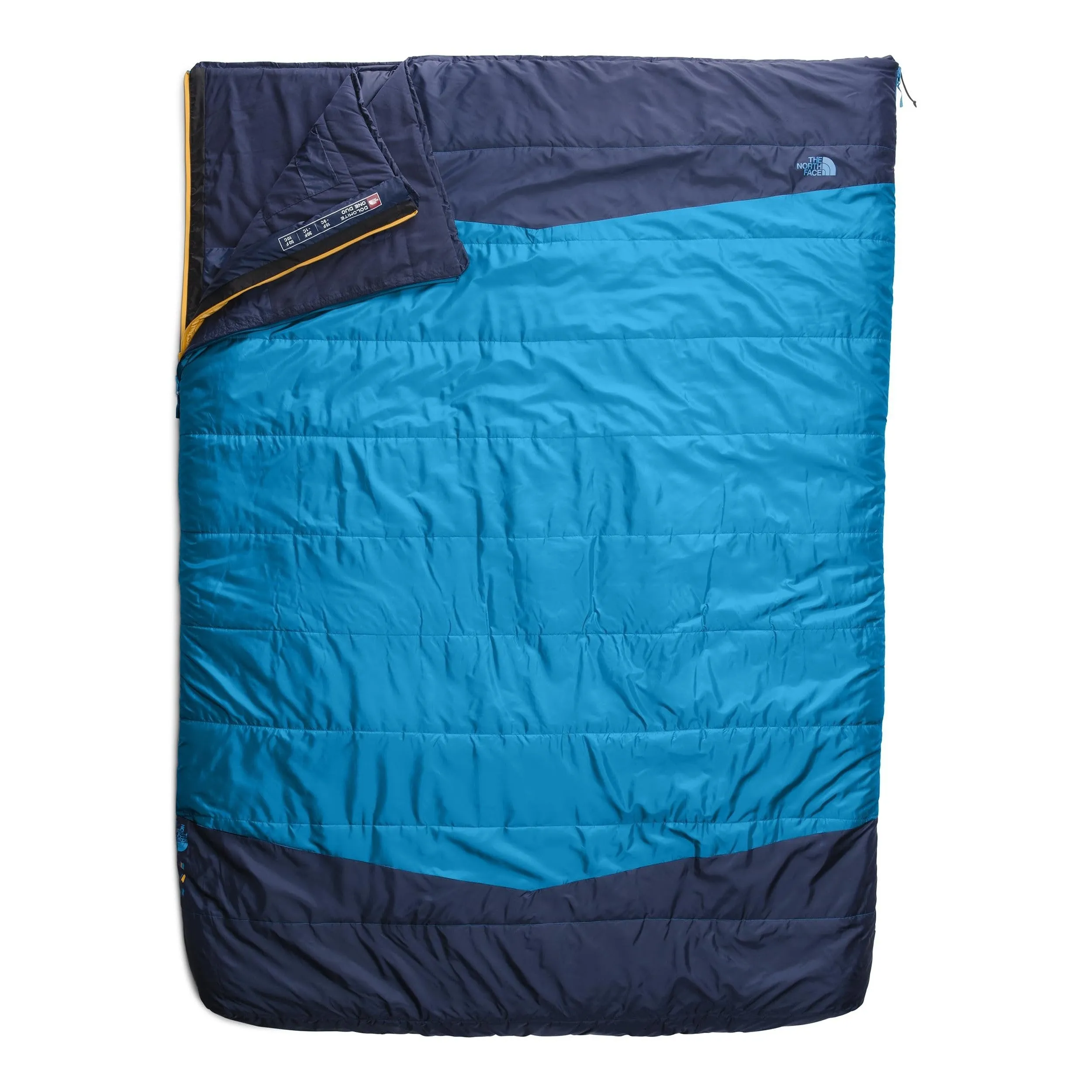 THE NORTH FACE Dolomite One 15F / -9C, 3-in-1 Insulated Camping Sleeping Bag for Two People, Hyper Blue/Radiant Yellow-NPF, Long