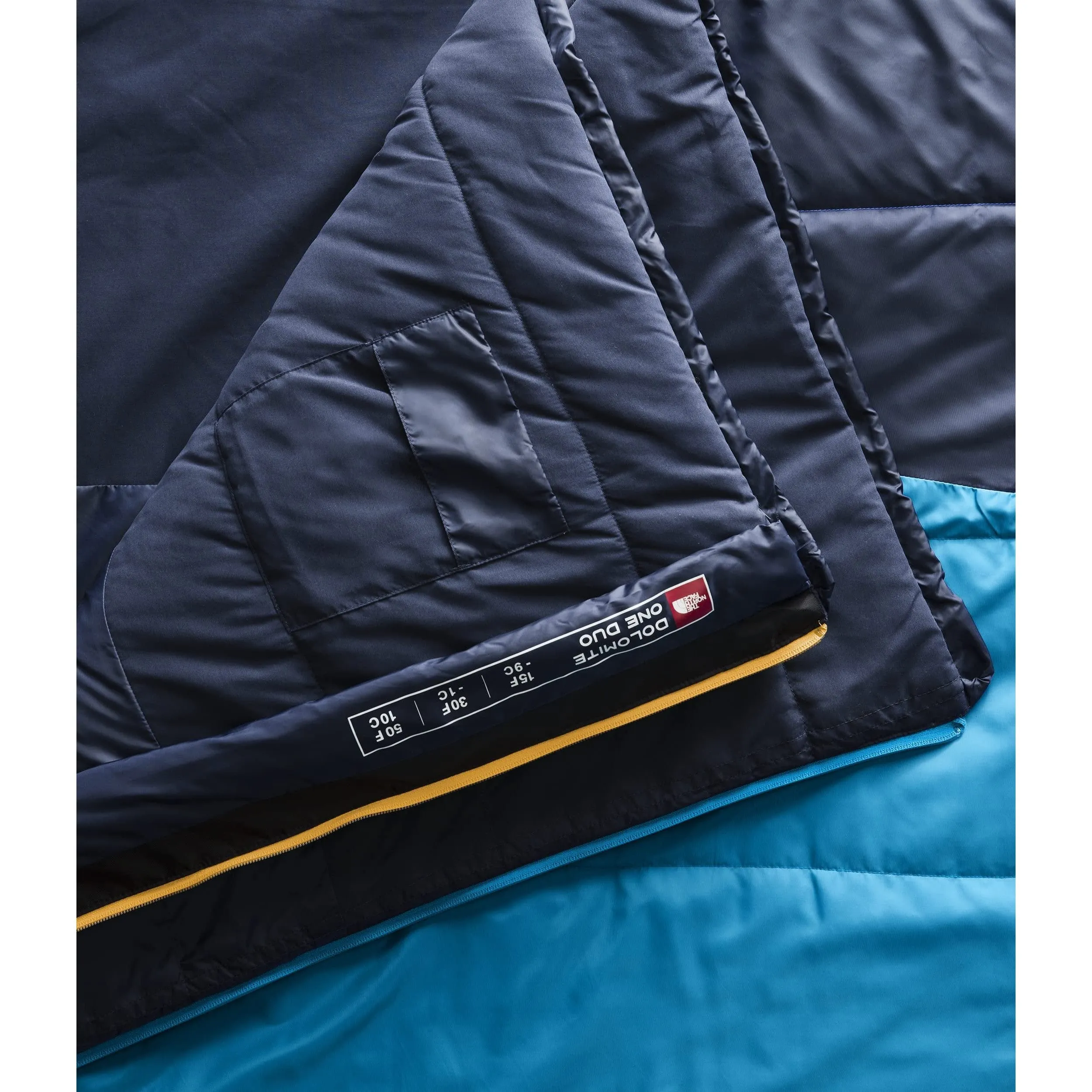 THE NORTH FACE Dolomite One 15F / -9C, 3-in-1 Insulated Camping Sleeping Bag for Two People, Hyper Blue/Radiant Yellow-NPF, Long