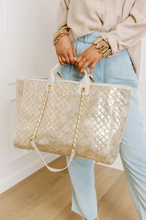 Trip of a Lifetime Metallic Quilted Tote in Gold