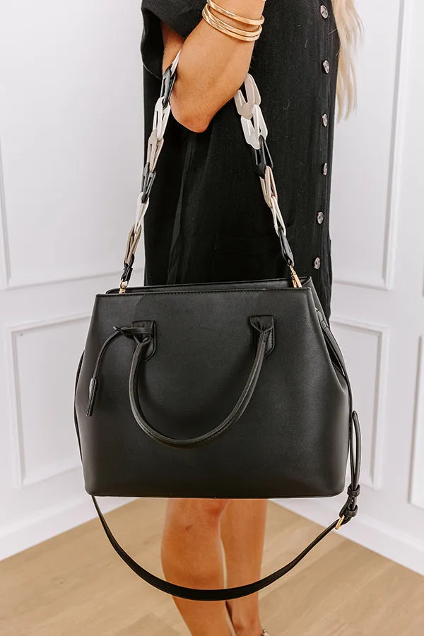 Uptown Cafe Faux Leather Tote in Black