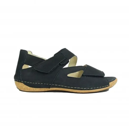 Waldlaufer Heliett | 342025 191 217 | Marine Navy Nubuck | Womens Wide Fit Sandals