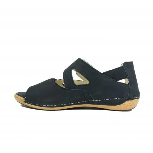 Waldlaufer Heliett | 342025 191 217 | Marine Navy Nubuck | Womens Wide Fit Sandals