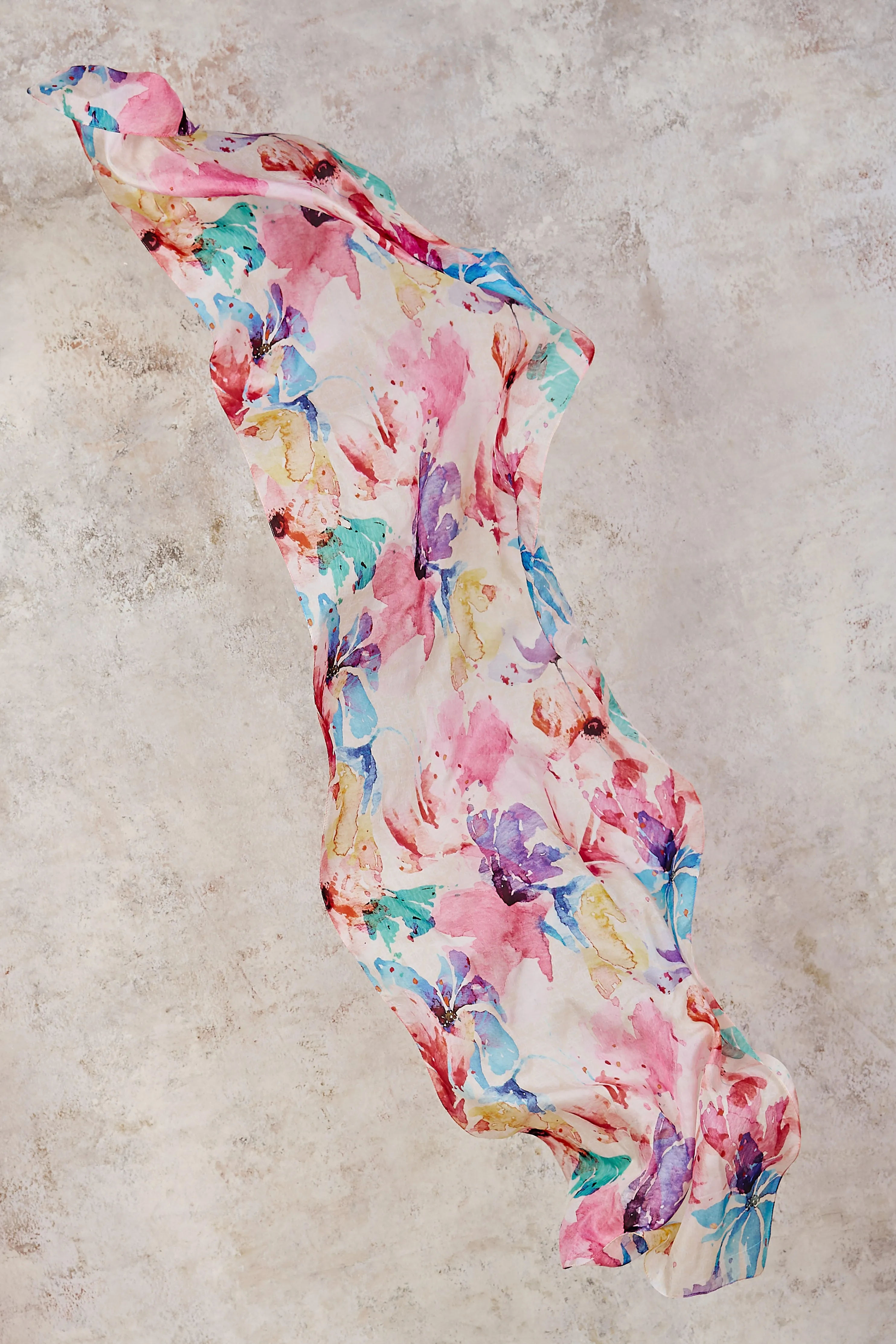 Watercolour Floral Silk Scarf