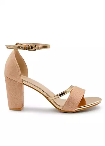 Where’s That From Perla Rose Gold Glitter Heeled Sandals | Grattan