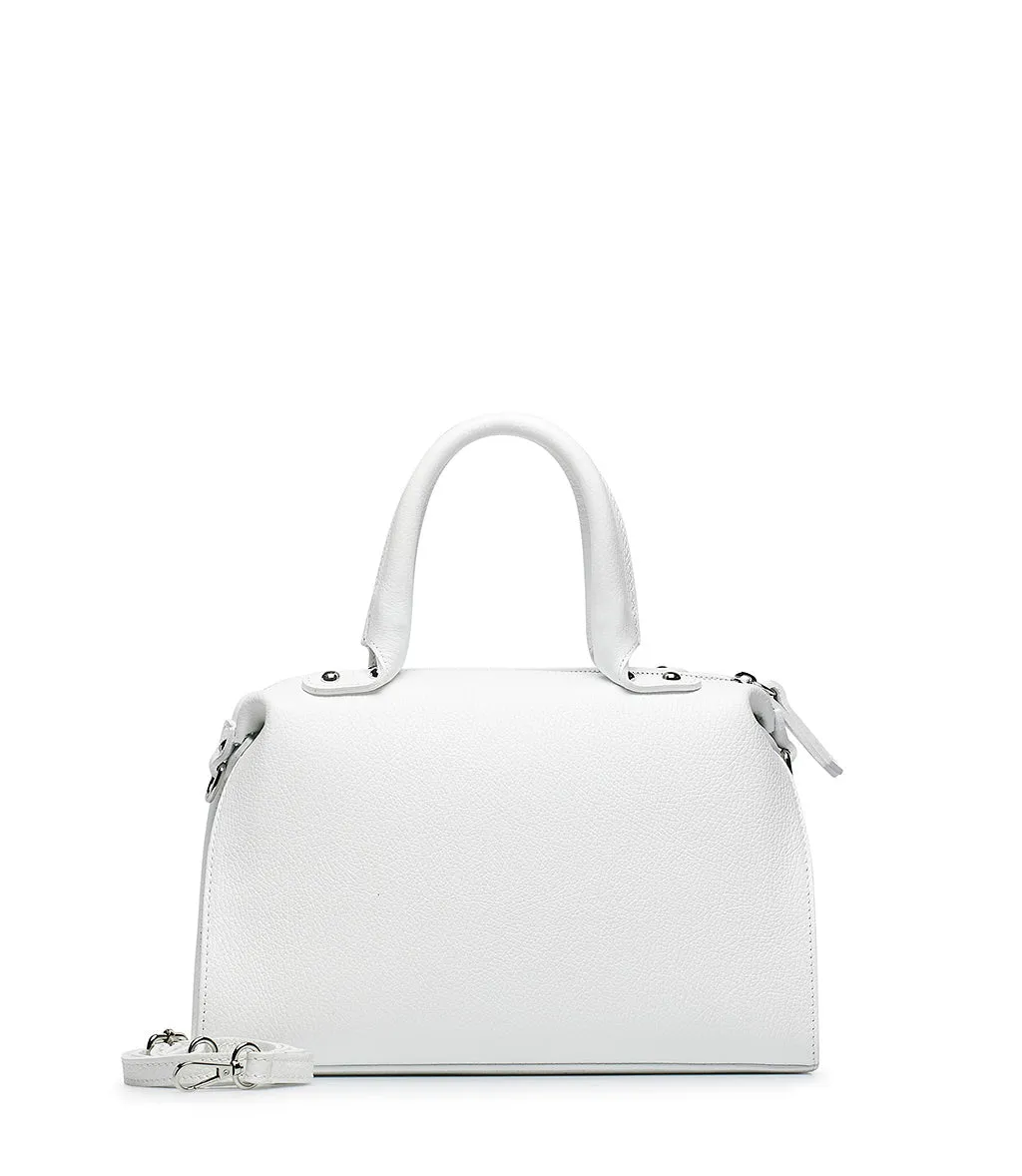 White leather hand bag