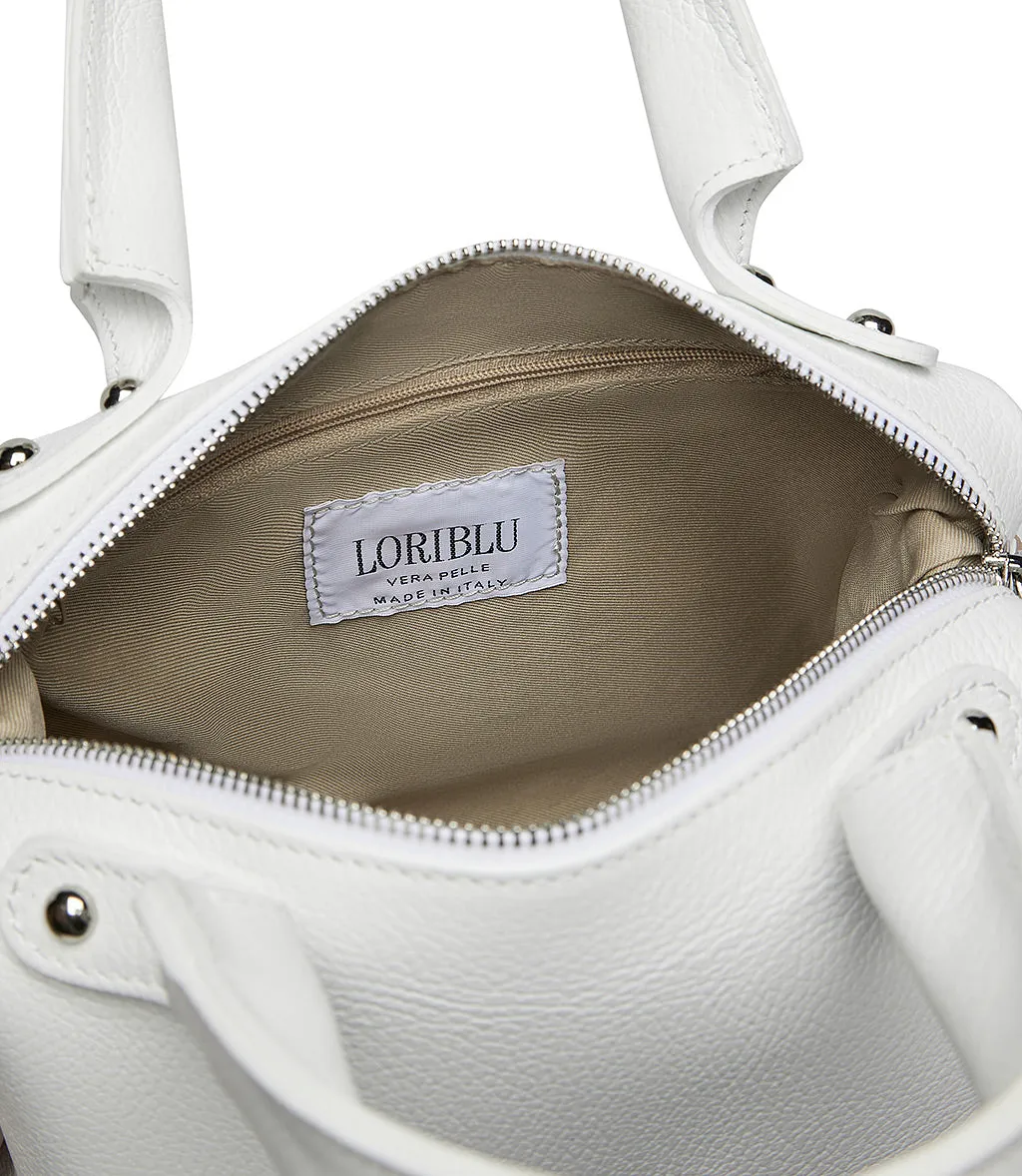 White leather hand bag