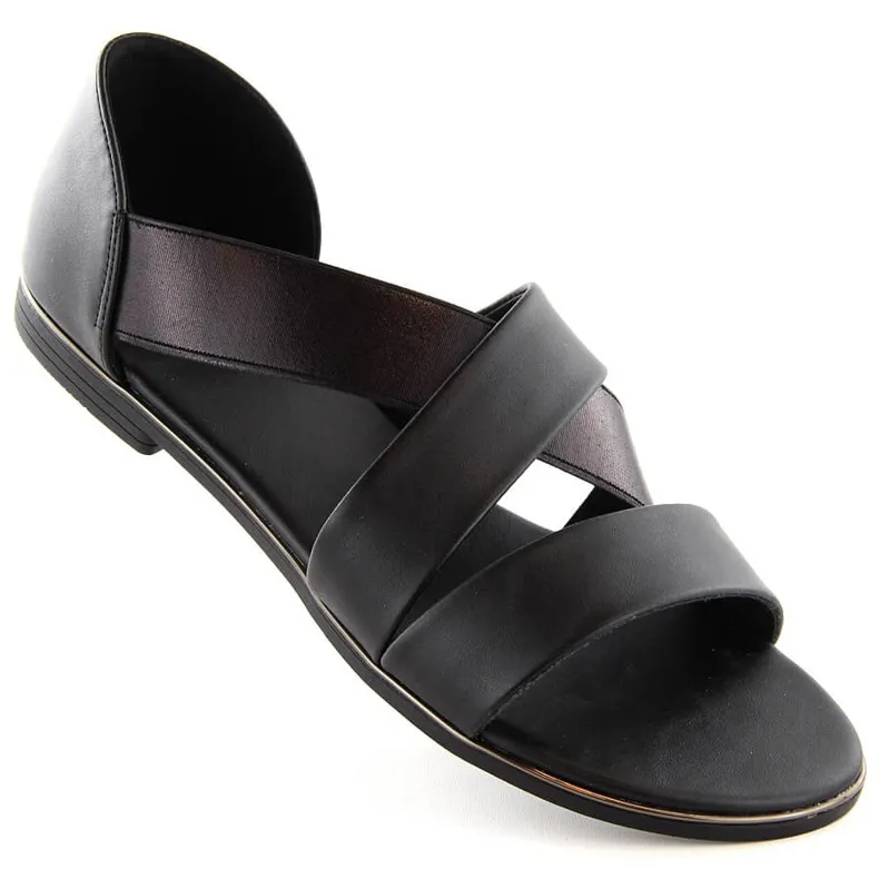 Women's slip-on sandals with elastic band, black Jezzi 3882