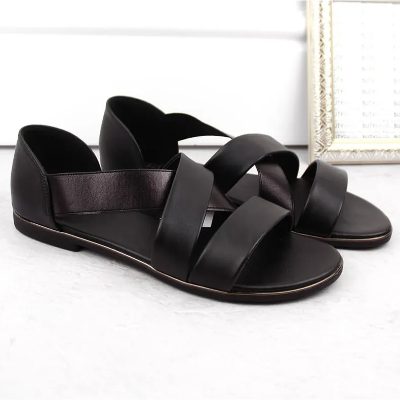 Women's slip-on sandals with elastic band, black Jezzi 3882