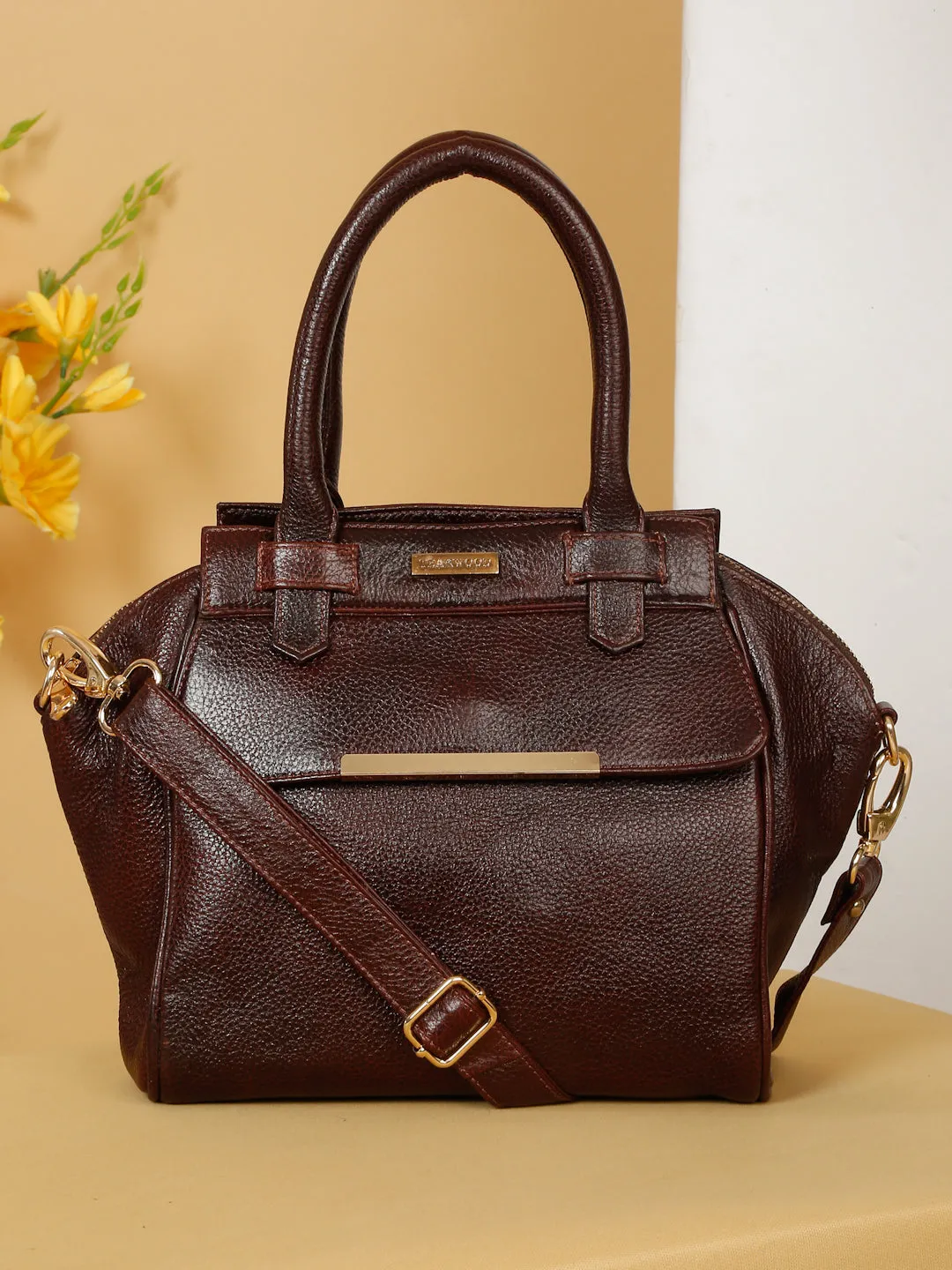 Women's Classy Textured Leather Handheld Bag